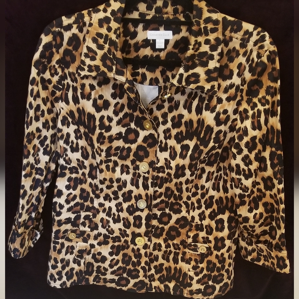 Cheetah Print Blazer With Gold Buttons Size Large